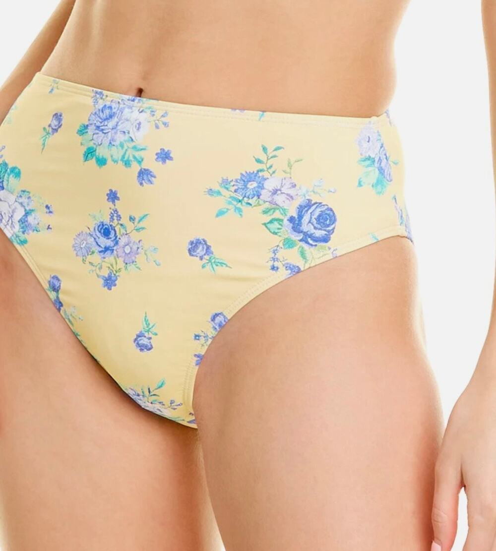 WeWoreWhat Cream Floral High-Rise Bikini Bottom S